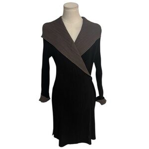 Alquema Longline Crinkle Black Draped Cardigan Jacket Stretch Lagenlook OS S M L